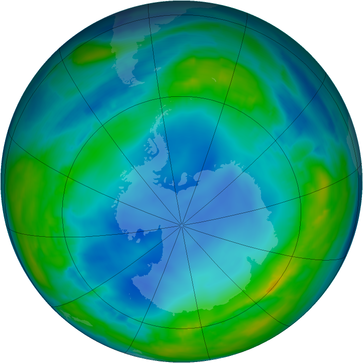 Antarctic ozone map for 29 July 2013